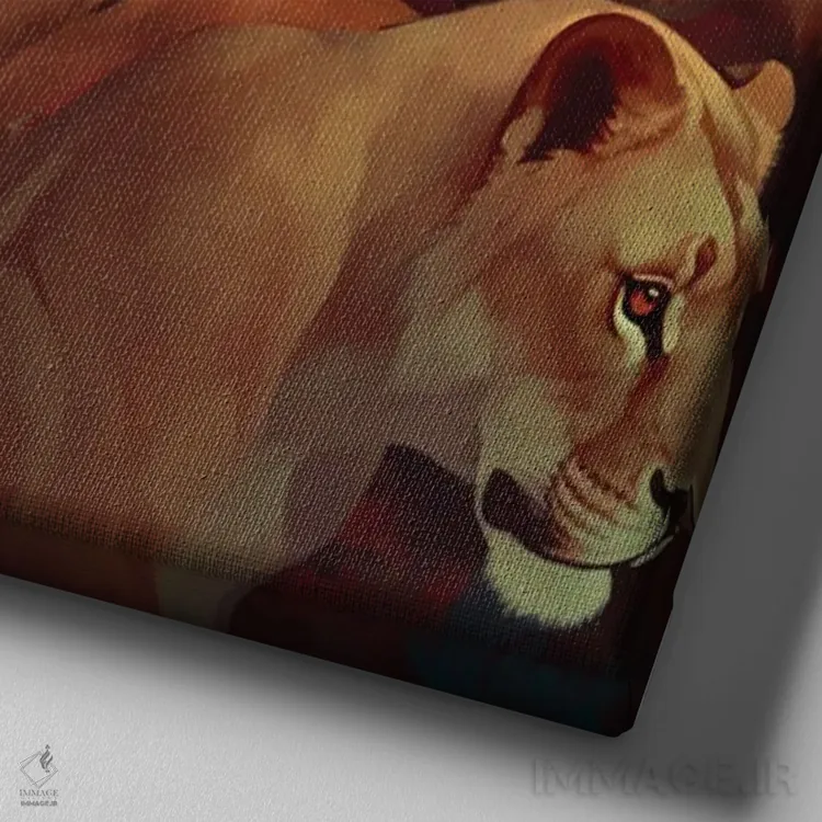 تابلو شیر (حیوان) اثر عبدالله ایویندار - نمای نزدیک بافت بوم