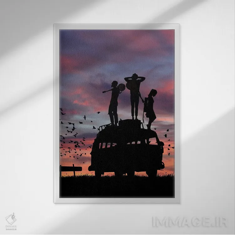 تابلو آواز شبانگاهی اثر عبدالله ایویندار - نمای قابدار سفید