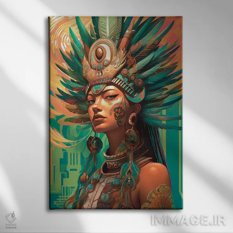 تابلو مایایی (تمدن مایا) اثر عبدالله ایویندار - نمای روبهرو روی دیوار