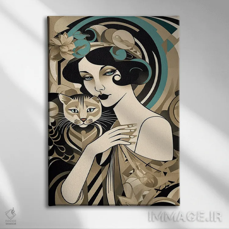 تابلو گربه بژ رنگ اثر عبدالله ایویندار - نمای روبهرو روی دیوار