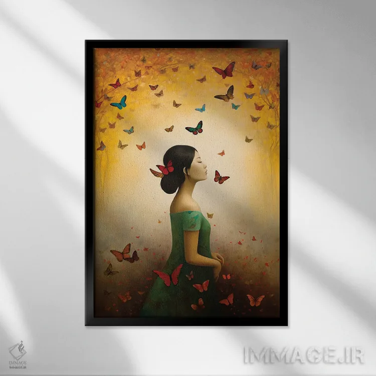 تابلو کلبک (پروانه به ترکی) اثر عبدالله ایویندار - نمای قابدار مشکی