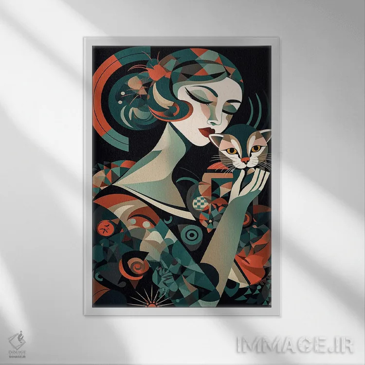 تابلو گربه اثر عبدالله ایویندار - نمای قابدار سفید