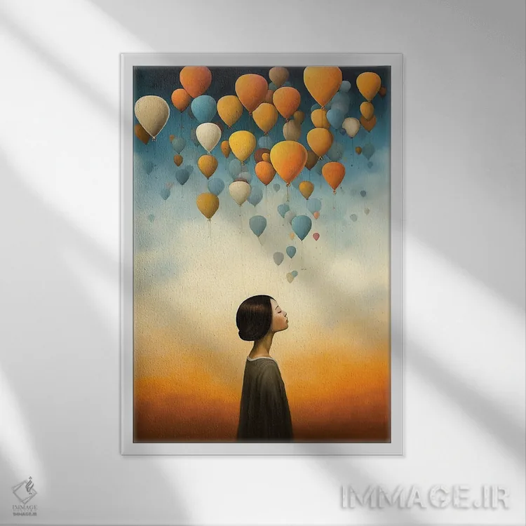 تابلو بالن (هوا) اثر عبدالله ایویندار - نمای قابدار سفید