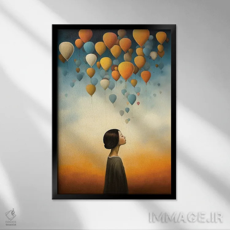 تابلو بالن (هوا) اثر عبدالله ایویندار - نمای قابدار مشکی
