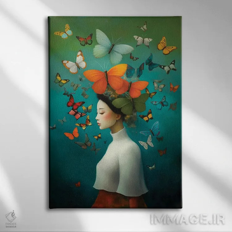 تابلو پروانه دو اثر عبدالله ایویندار - نمای روبهرو روی دیوار