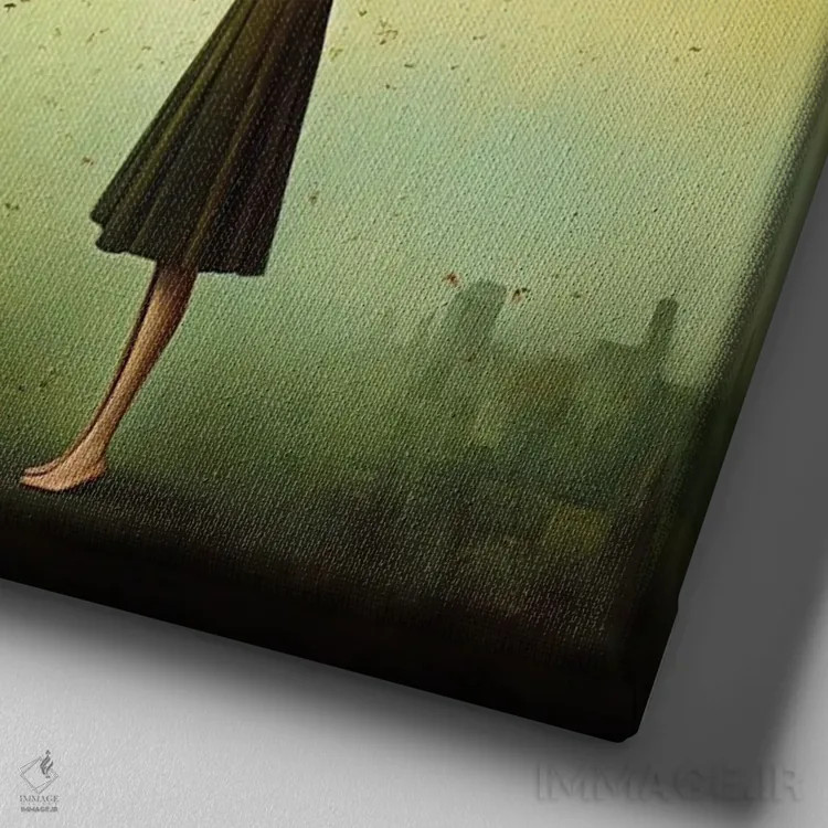 تابلو انتظار اثر عبدالله ایویندار - نمای نزدیک بافت بوم