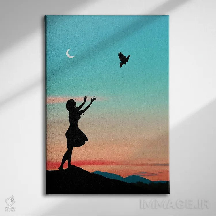 تابلو پرنده آزاد اثر عبدالله ایویندار - نمای روبهرو روی دیوار