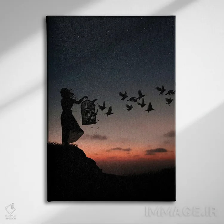 تابلو پرندگان آزاد اثر عبدالله ایویندار - نمای روبهرو روی دیوار