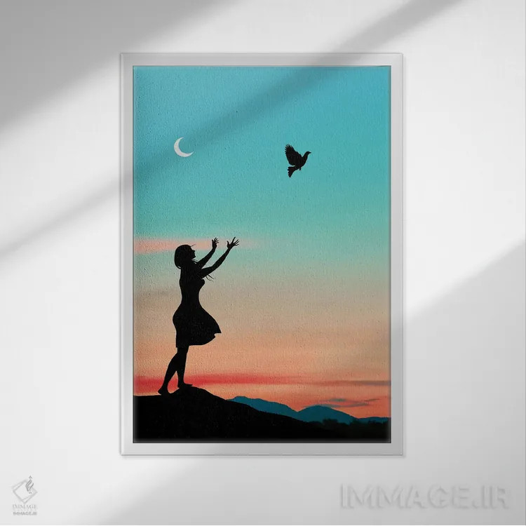 تابلو پرنده آزاد اثر عبدالله ایویندار - نمای قابدار سفید
