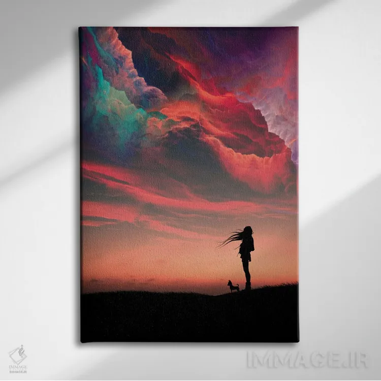 تابلو دختر و رنگها اثر عبدالله ایویندار - نمای روبهرو روی دیوار