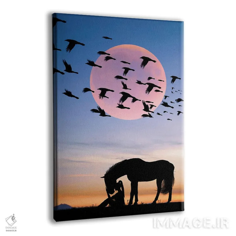 تابلو اسب و زن اثر عبدالله ایویندار - نمای پرسپکتیو محصول