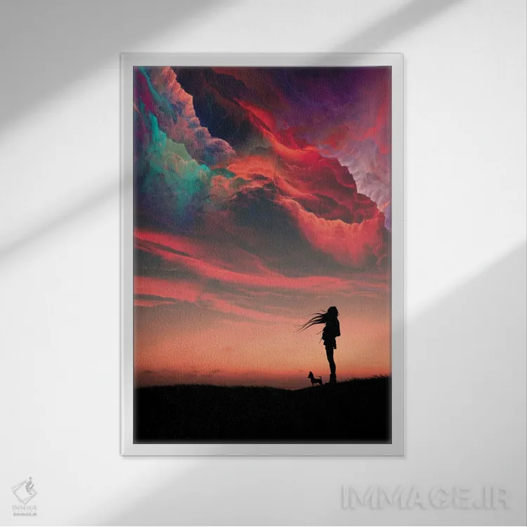 تابلو دختر و رنگها اثر عبدالله ایویندار - نمای قابدار سفید