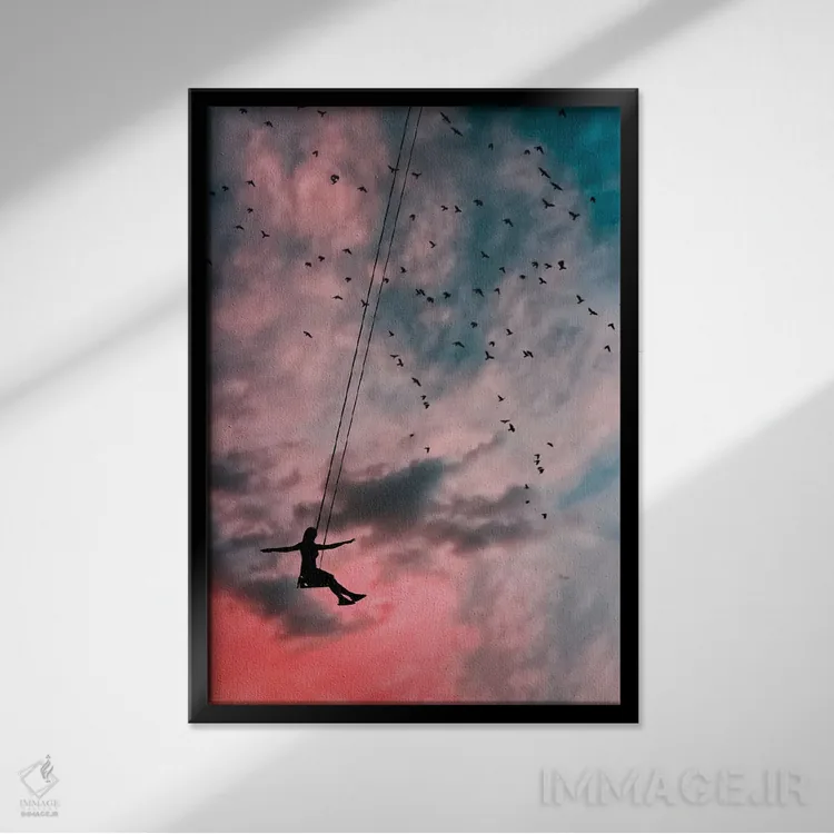 تابلو در آسمان اثر عبدالله ایویندار - نمای قابدار مشکی