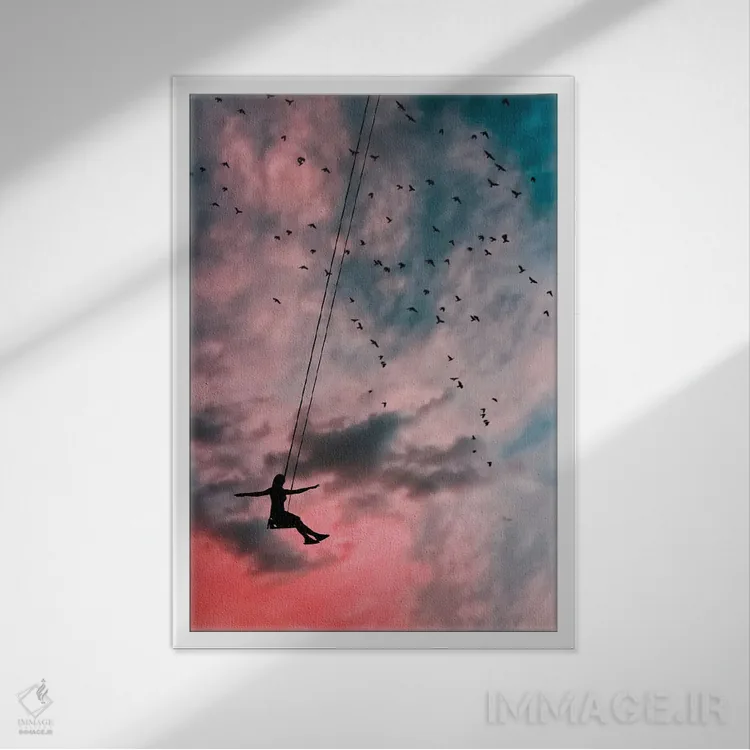 تابلو در آسمان اثر عبدالله ایویندار - نمای قابدار سفید