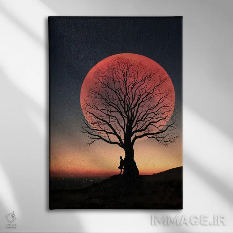 تابلو ماه و مرد دو اثر عبدالله ایویندار - نمای روبهرو روی دیوار