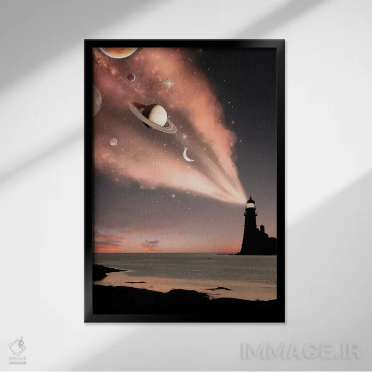 تابلو نور فانوس دریایی اثر عبدالله ایویندار - نمای قابدار مشکی