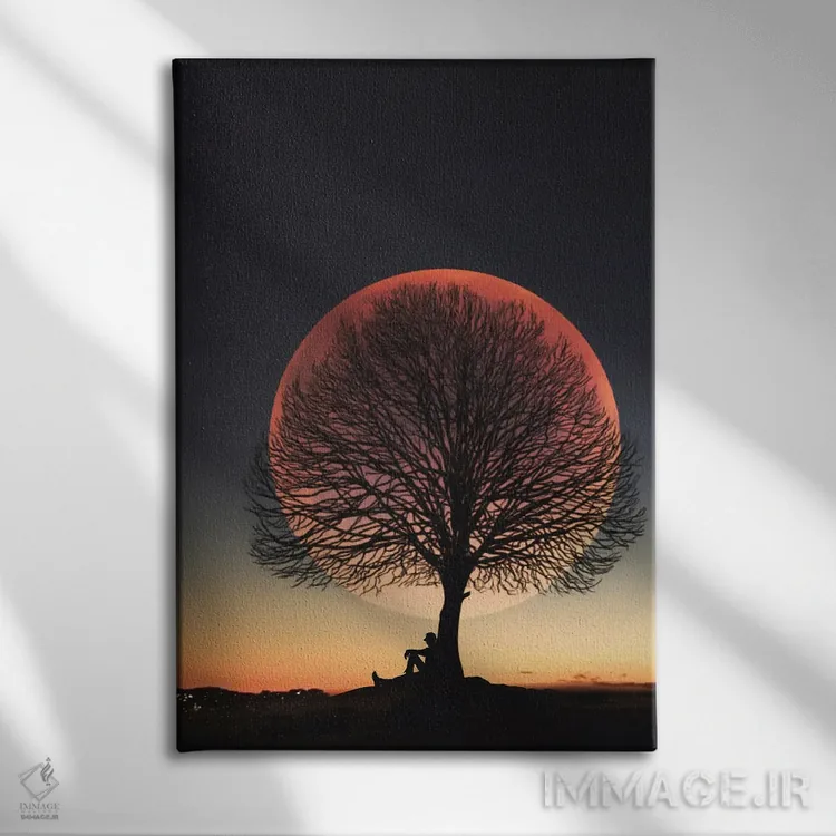 تابلو ماه و مرد یک اثر عبدالله ایویندار - نمای روبهرو روی دیوار