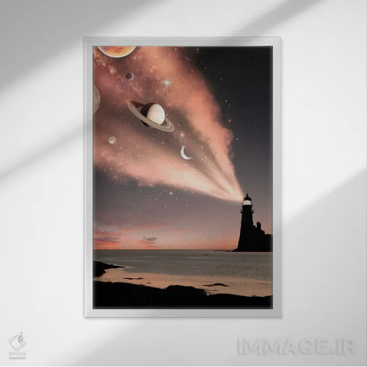 تابلو نور فانوس دریایی اثر عبدالله ایویندار - نمای قابدار سفید