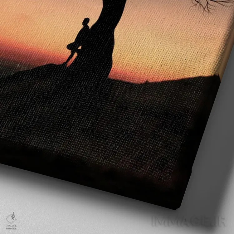 تابلو ماه و مرد دو اثر عبدالله ایویندار - نمای نزدیک بافت بوم