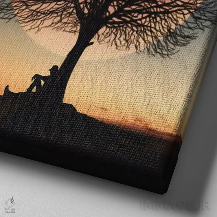 تابلو ماه و مرد یک اثر عبدالله ایویندار - نمای نزدیک بافت بوم