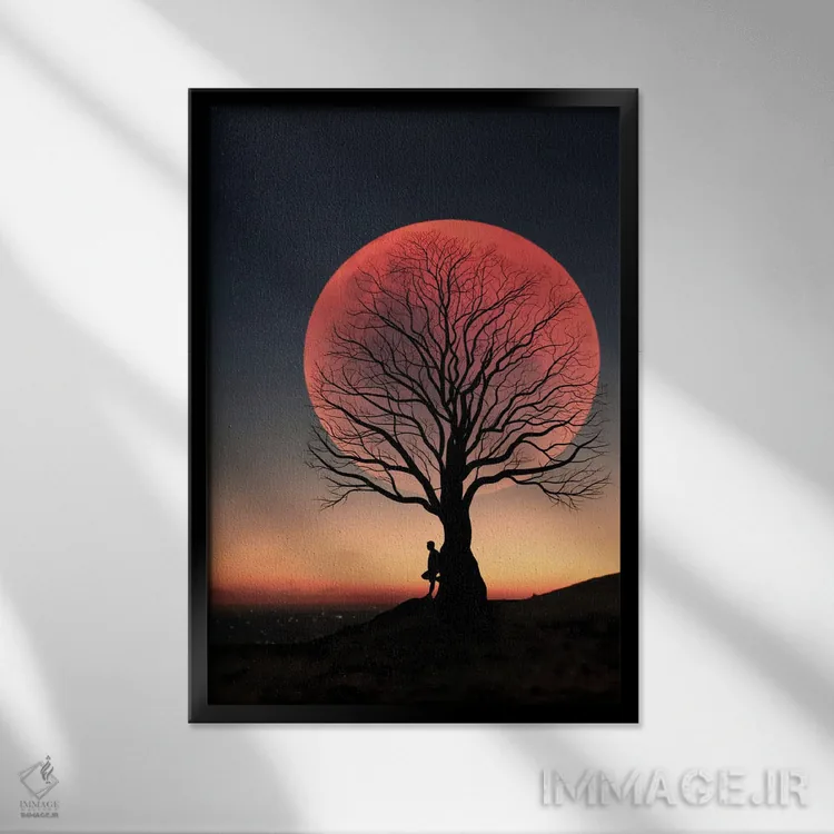 تابلو ماه و مرد دو اثر عبدالله ایویندار - نمای قابدار مشکی