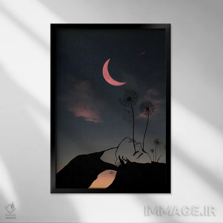 تابلو شب و زن اثر عبدالله ایویندار - نمای قابدار مشکی