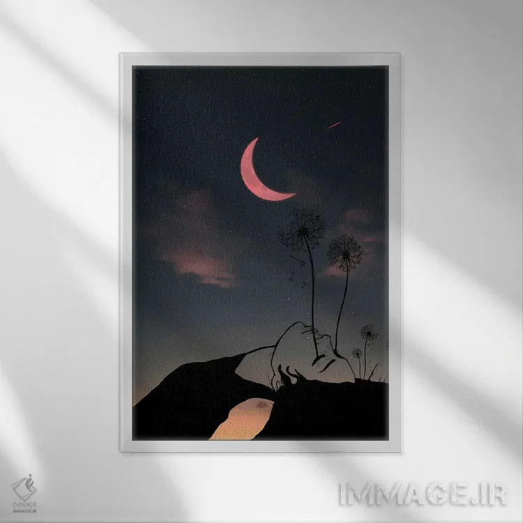تابلو شب و زن اثر عبدالله ایویندار - نمای قابدار سفید