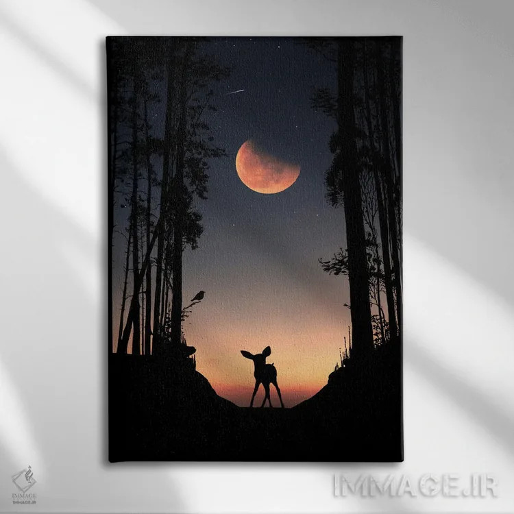 تابلو تولهها و آهوها اثر عبدالله ایویندار - نمای روبهرو روی دیوار