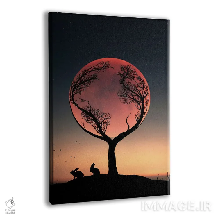 تابلو خرگوش و ماه کامل اثر عبدالله ایویندار - نمای پرسپکتیو محصول