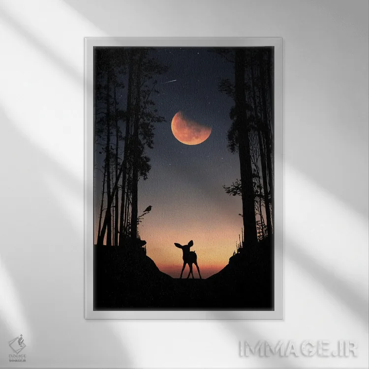 تابلو تولهها و آهوها اثر عبدالله ایویندار - نمای قابدار سفید