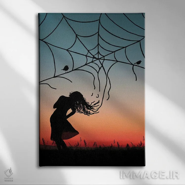 تابلو تار عنکبوت اثر عبدالله ایویندار - نمای روبهرو روی دیوار