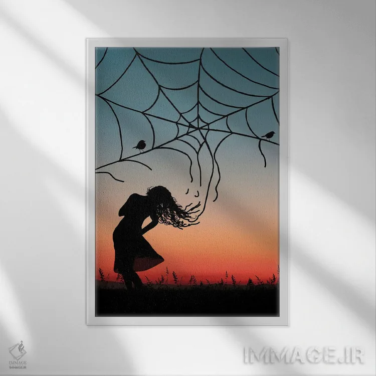 تابلو تار عنکبوت اثر عبدالله ایویندار - نمای قابدار سفید