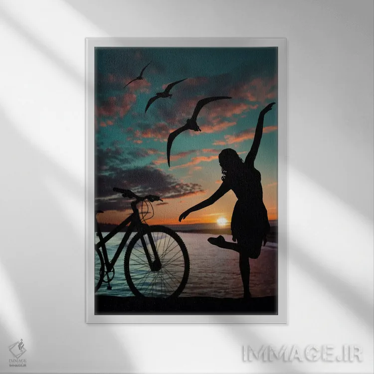 تابلو سیلوئت (طرح سایه) اثر عبدالله ایویندار - نمای قابدار سفید