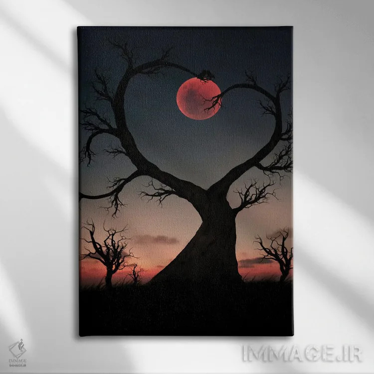 تابلو درخت و جغد اثر عبدالله ایویندار - نمای روبهرو روی دیوار
