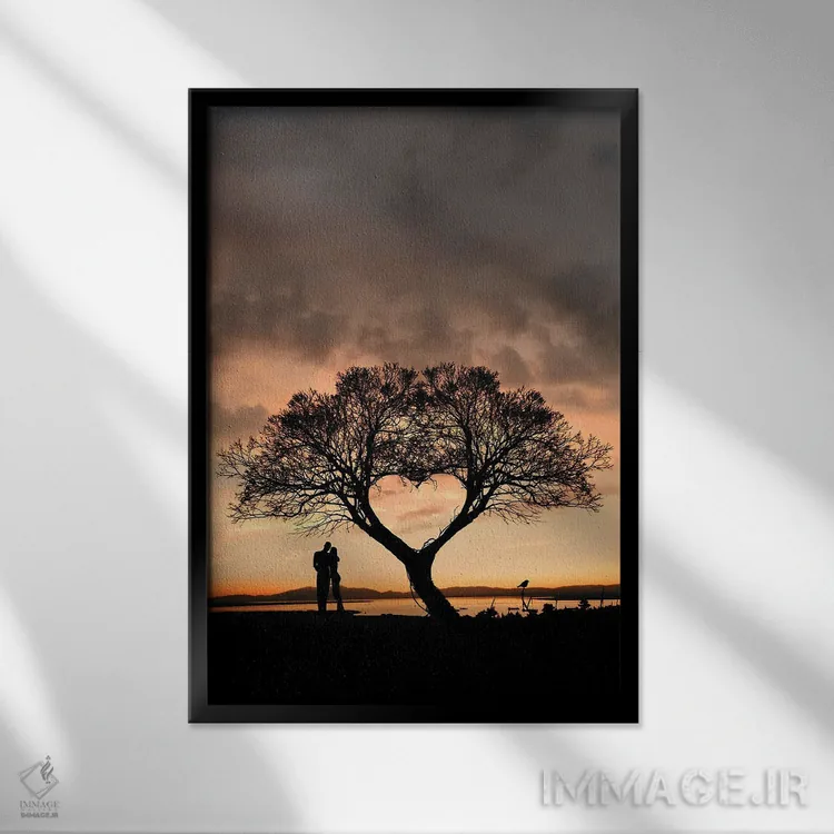 تابلو درخت و قلب اثر عبدالله ایویندار - نمای قابدار مشکی