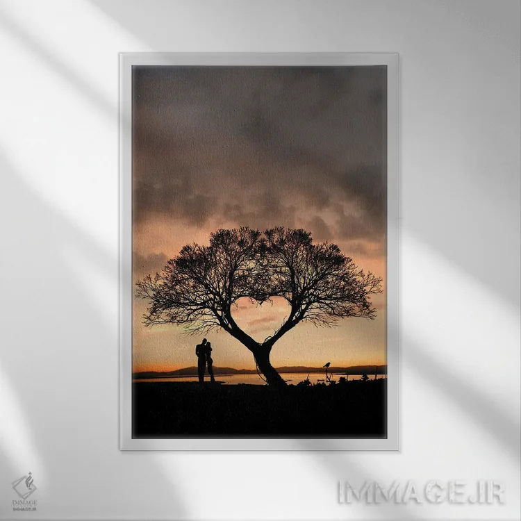 تابلو درخت و قلب اثر عبدالله ایویندار - نمای قابدار سفید