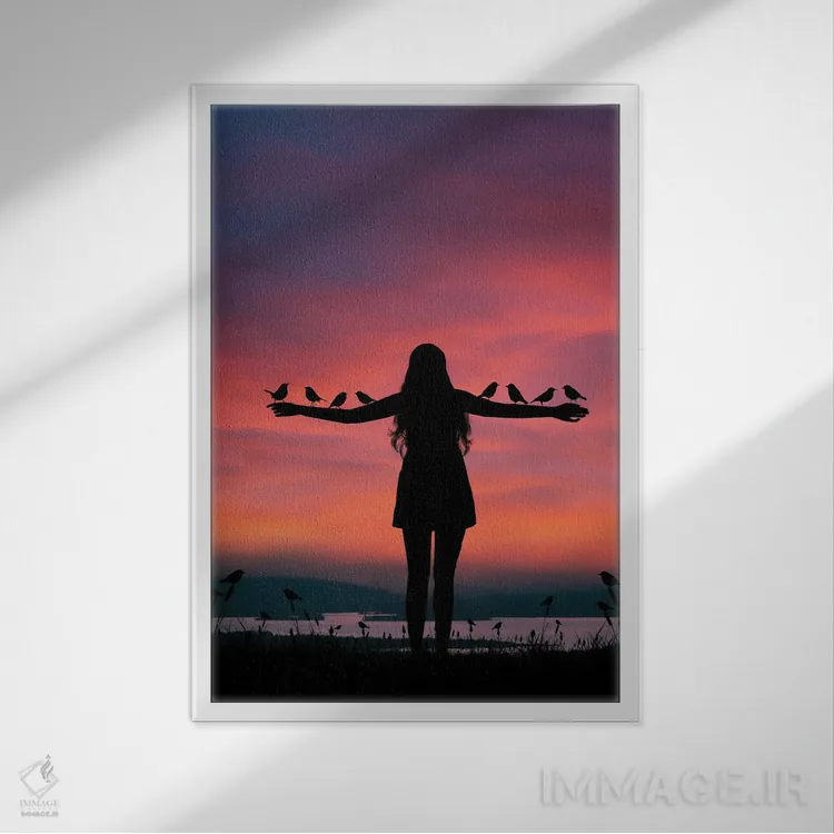 تابلو آشیانه پرندگان اثر عبدالله ایویندار - نمای قابدار سفید