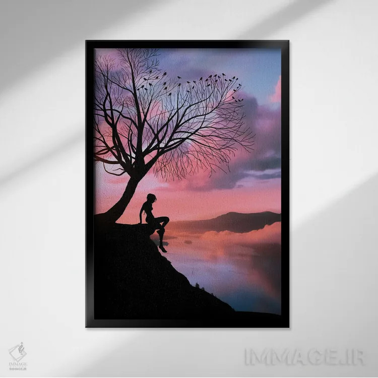 تابلو رویای شب نیمه تابستان (اثر شکسپیر) اثر عبدالله ایویندار - نمای قابدار مشکی