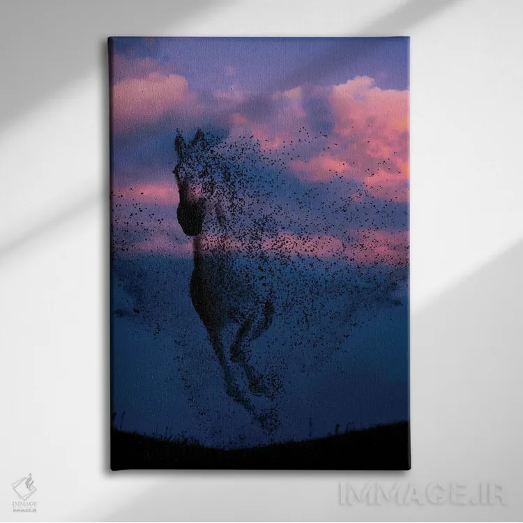 تابلو باد و اسب اثر عبدالله ایویندار - نمای روبهرو روی دیوار