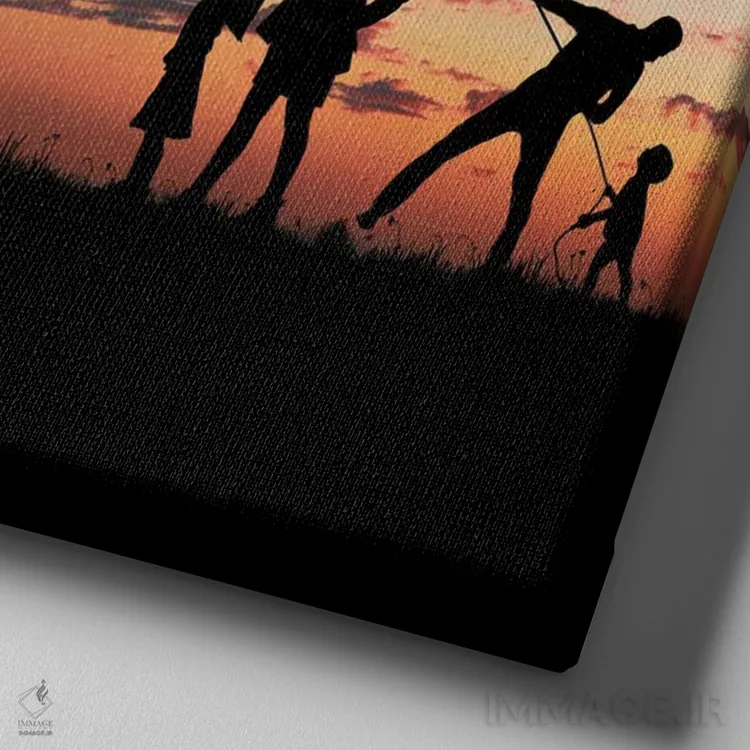 تابلو خانواده اثر عبدالله ایویندار - نمای نزدیک بافت بوم