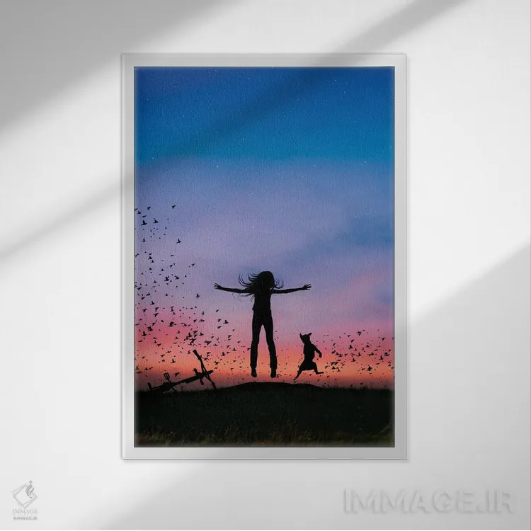 تابلو پرواز با پرندگان اثر عبدالله ایویندار - نمای قابدار سفید