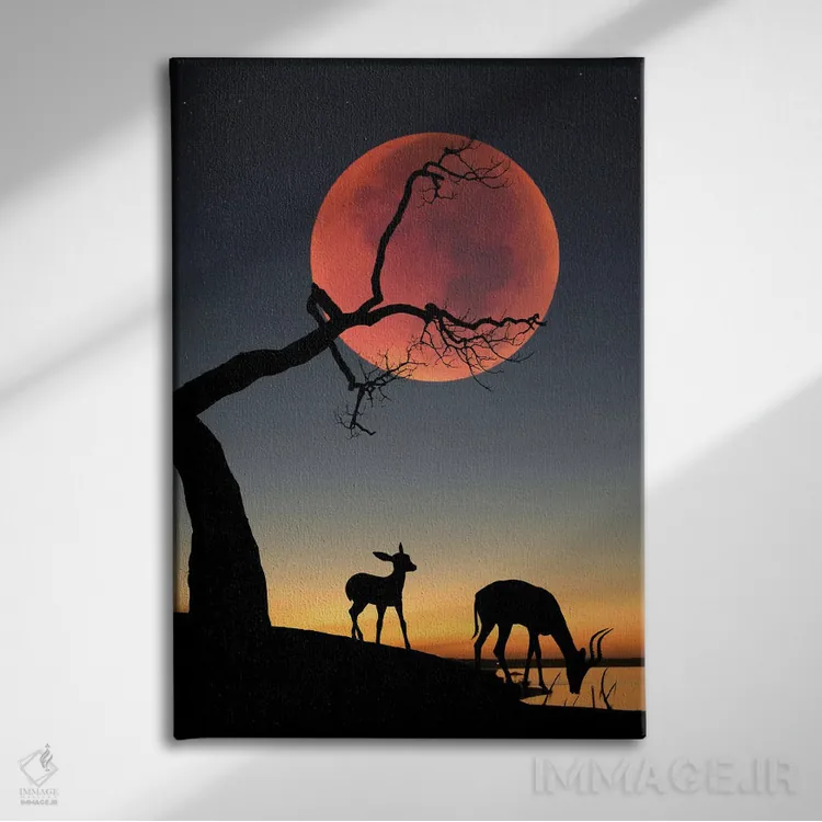 تابلو ماه خونین اثر عبدالله ایویندار - نمای روبهرو روی دیوار