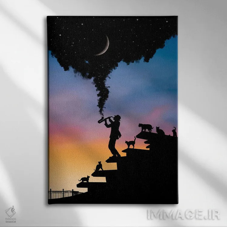 تابلو روح موسیقی اثر عبدالله ایویندار - نمای روبهرو روی دیوار