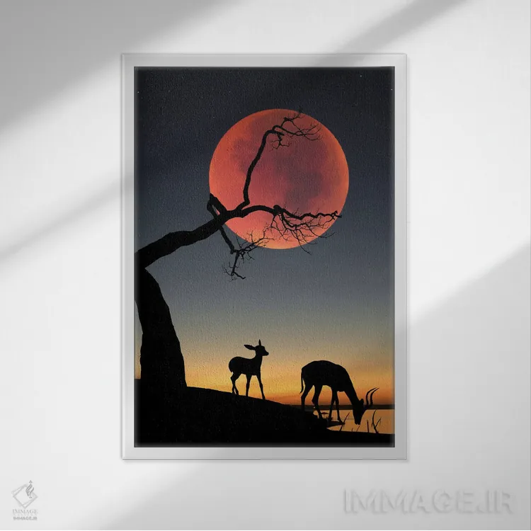 تابلو ماه خونین اثر عبدالله ایویندار - نمای قابدار سفید