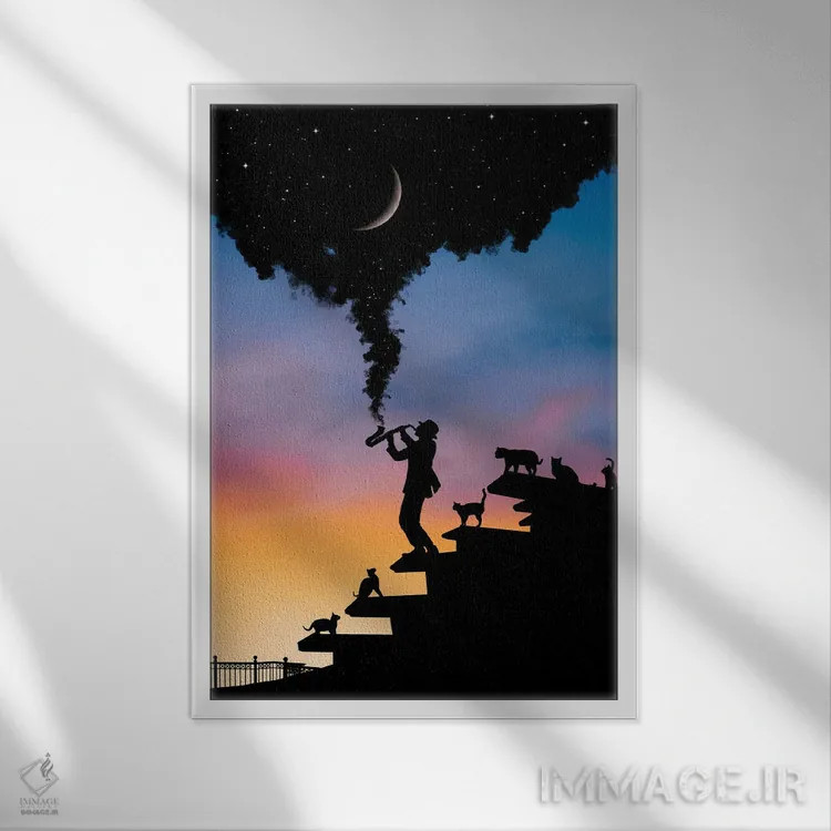 تابلو روح موسیقی اثر عبدالله ایویندار - نمای قابدار سفید