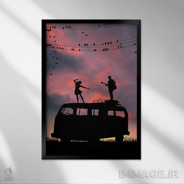 تابلو آواز گنجشکها اثر عبدالله ایویندار - نمای قابدار مشکی