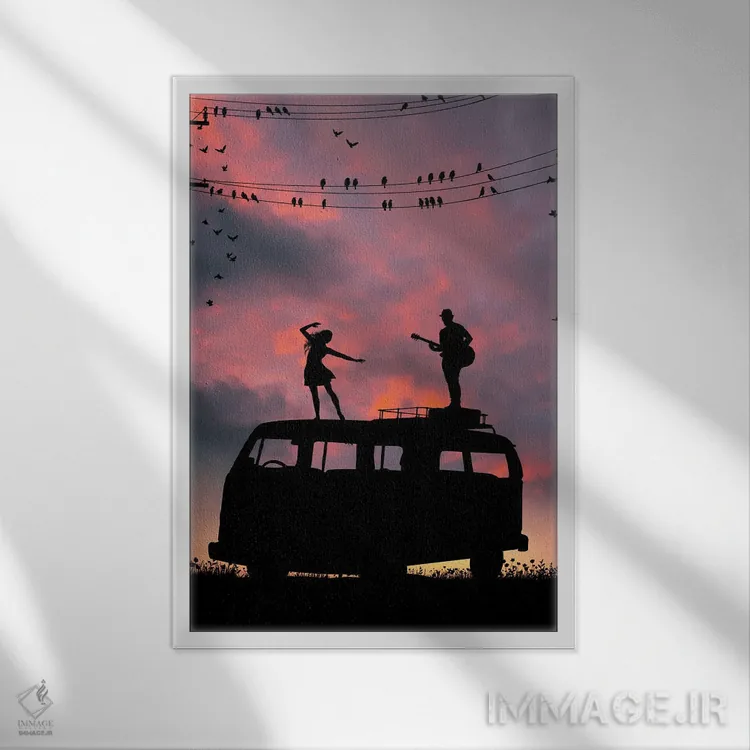 تابلو آواز گنجشکها اثر عبدالله ایویندار - نمای قابدار سفید