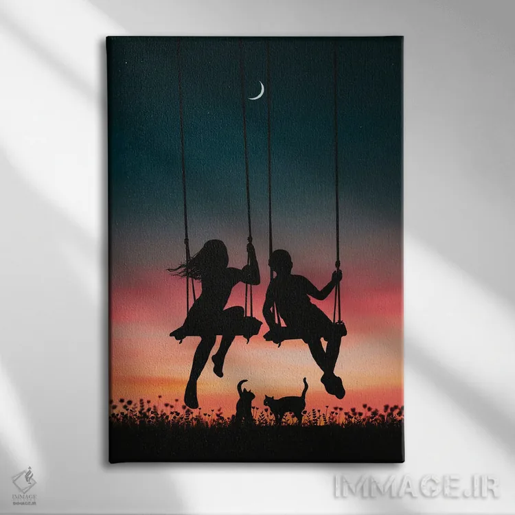 تابلو یکی بود یکی نبود (افسانهای) اثر عبدالله ایویندار - نمای روبهرو روی دیوار