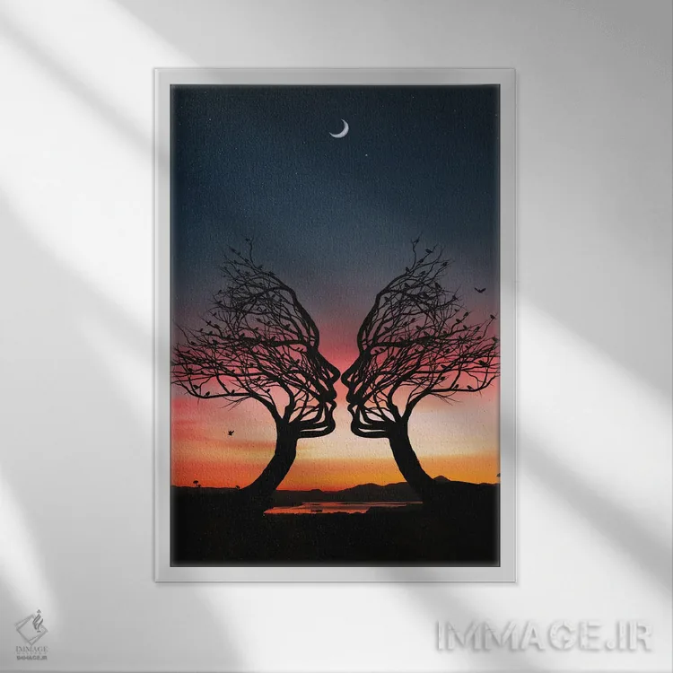 تابلو من و تو اثر عبدالله ایویندار - نمای قابدار سفید