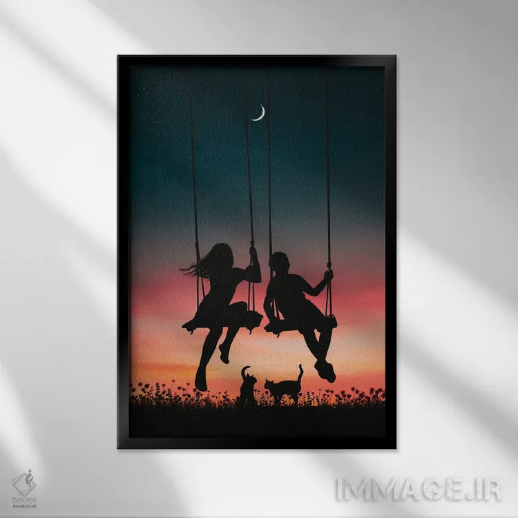 تابلو یکی بود یکی نبود (افسانهای) اثر عبدالله ایویندار - نمای قابدار مشکی